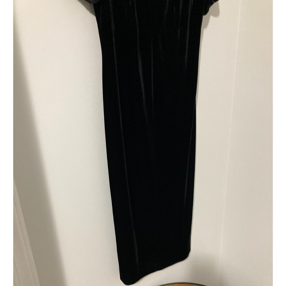 Talbots Velvet Sheath Dress Women 10 Black Midi Core Goth Classic Vintage 90s - Picture 7 of 11